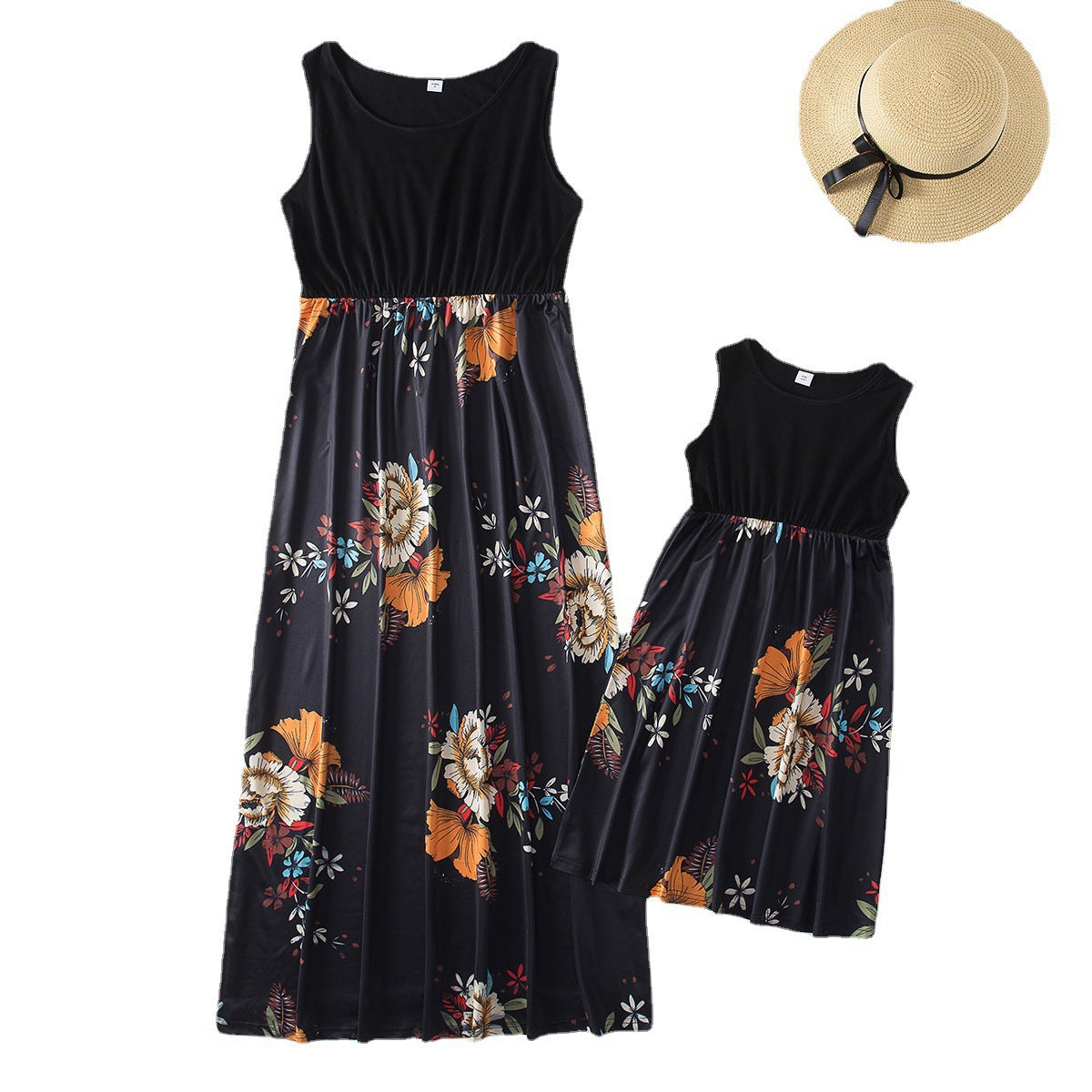 Family Matching Mother- Daughter Floral Print Dresses