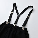 Kid Baby Boy Suit Long Sleeve Cotton Suspenders Formal Sets 2 Pcs