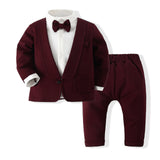Baby Baby Boy Autumn Winter Gentleman Suit Bow Tie 2 Pcs Sets