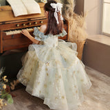 Kid Baby Girl Princess One-shouldered Wedding Host Piano Dresses