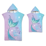 Mermaid Hooded Microfiber Fabric Beach Towel Bathrobe Pajamas for Adult Kid
