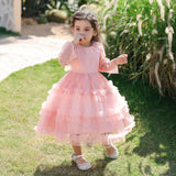 Kid Baby Princess Lace Long Sleeve Performance Evening Dress