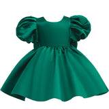 Kid Baby Girl Princess Bubble Sleeve Bowknot Texture Dresses