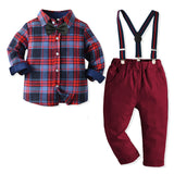 Kid Baby Boy Suit Autumn Long Sleeve Little Gentleman Suspenders 3 Pcs Sets