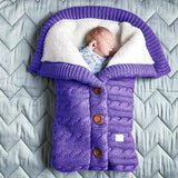 Baby Button Outdoor Cart Wool Knit Fleece Thickened Thermal Sleeping Pajamas