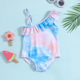 Toddler Baby Girls Summer Colorful Ruffle Bathing Sleeveless Swimsuits