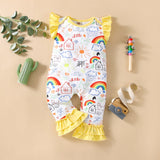 Baby Girl Onesie Rainbow Graffiti Short Sleeve Crawl Rompers