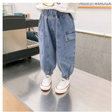 Spring Autumn Kids Baby Boys Trousers Jeans Casual Loose Denim Pants