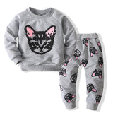 Kid Boy Girl Suit Frosted Cat Harlan 2 Pcs Sets Pajamas