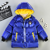 Kid Boys Long Bright Face Wash Down Cotton Jacket Thick Winter Coats