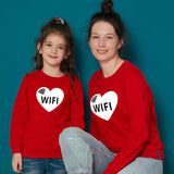 Family Matching WIFI Printed Cartoon Valentine's Day Sweatshirts