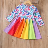 Kid Baby Girl Spring Ins Long Sleeve Butterfly Contrast Casual Dress
