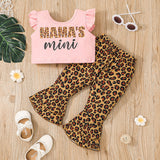 Baby Boy Suit Explosive Letter Flying Sleeve Leopard 2 Pcs Set