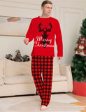 Family Matching Letter Plaid Fawn Christmas Parent-child Loungewear Pajamas