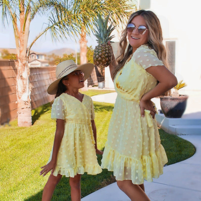 Family Matching Mother-daughter Cute Street Fashion Floral Dresses