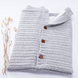 Baby Button Outdoor Cart Wool Knit Fleece Thickened Thermal Sleeping Pajamas