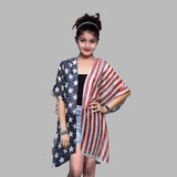 Family Matching Mother Daughter Independence Day Flag Cape Dress