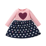 Kid Baby Girl Long Sleeve Autumn Love Printing Flower Dresses