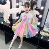 Kid Baby Girl Rainbow Unicorn Fashionable Casual Tide Dresses