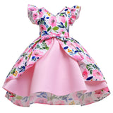 Kid Baby Girls Floral Print Princess Flying Sleeves Dresses