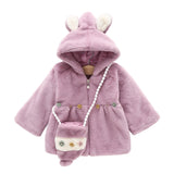 Kid Baby Girls Padded Fur-like Coat