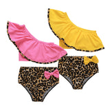 Baby Girl Rose Yellow Bow Leopard Print Swimsuit