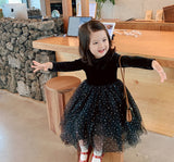 Kid Baby Girls Autumn Winter Velvet Velvet Starry Sky Casual Dress