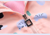 Kid Baby Girl Jacket Cartoon Cute Print Zipper Velvet Coats