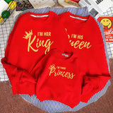 Family Matching Long Sleeve King Queen Princess Prince  Crown Print Shirts Tops