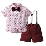 Kid Baby Boy Gentleman Set Vintage Polka Dot Short Sleeve 2 Pcs Sets