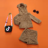 Baby Kid Boys Girls Long Sleeve Velvet Hood Spring 2 Pcs Sets