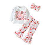 Kid Baby Girl Letter Christmas Print Flare 2 Pcs Sets