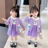 Kid Baby Girls Purple Flower Spring Foreign Fashion 2 Pcs Set