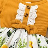 Baby Girl Pit Strip Printed Long Sleeve Flower Dress