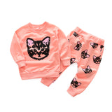 Kid Boy Girl Suit Frosted Cat Harlan 2 Pcs Sets Pajamas