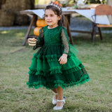Kid Baby Princess Lace Long Sleeve Performance Evening Dress