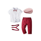 Kid Baby Boy Gentleman Suit Short Sleeve Spring Autumn 3 Pcs Sets