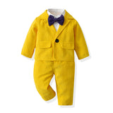 Kid Boy Suit Solid Color Cotton Flower 2 Pcs Sets