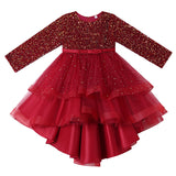 Kid Girls Spring Autumn Long Sleeved Trailing Sequins Dresses