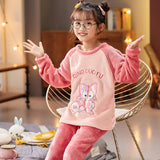 Kid Baby Girl Lovely Cartoon Long Sleeve Coral Velvet Autumn Pajamas