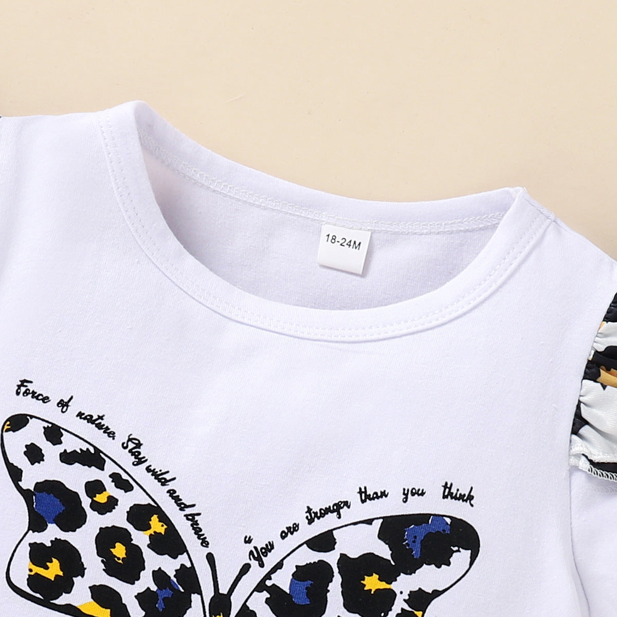Kid Baby Girl Butterfly Leopard Print Suspenders 2 Pcs Sets