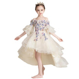 Kid Baby Girl Shoulder Princess Fluffy Yarn Dress