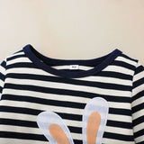 Kid Baby Girl Stripe Casual Rabbit Pattern A-line Dresses