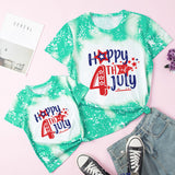 Family Matching Mother Daughter Short Sleeves Independence Day Cotton T-shirt