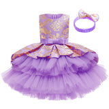 Kid Baby Girl Princess Train Cake Pompadour Ins Sleeveless Jacquard Dresses