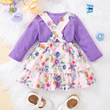 Baby Girl Autumn Winter Floral Strap 2 Pcs Set