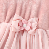 Kid Baby Girls Thickened Down Solid Bow Decorative Dress