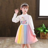 Kid Girl Long Sleeve Rainbow Princess Dress