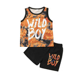 Kid Baby Boy Letter Trendy Fan Tie-dye Tank Shorts 2 Pcs Set