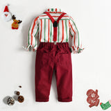 Kid Baby Boy Tie Striped Long-sleeved Suspenders Gentlemen 4 Pcs Sets